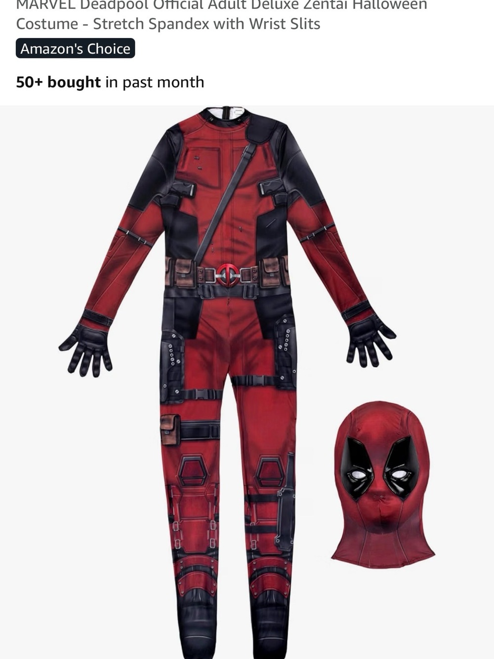 Kids Red and Black Superhero Bodysuit Costume with Mask